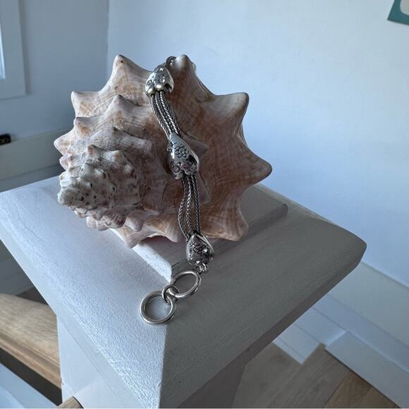 Brighton - "SPARKLING HEARTS" Elongated Heart Charm Toggle Bracelet - Picture 4 of 7